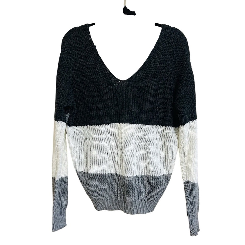 NWT Just Polly Multicolor Colorblock Sweater Womens Size Small Twist Back Knit